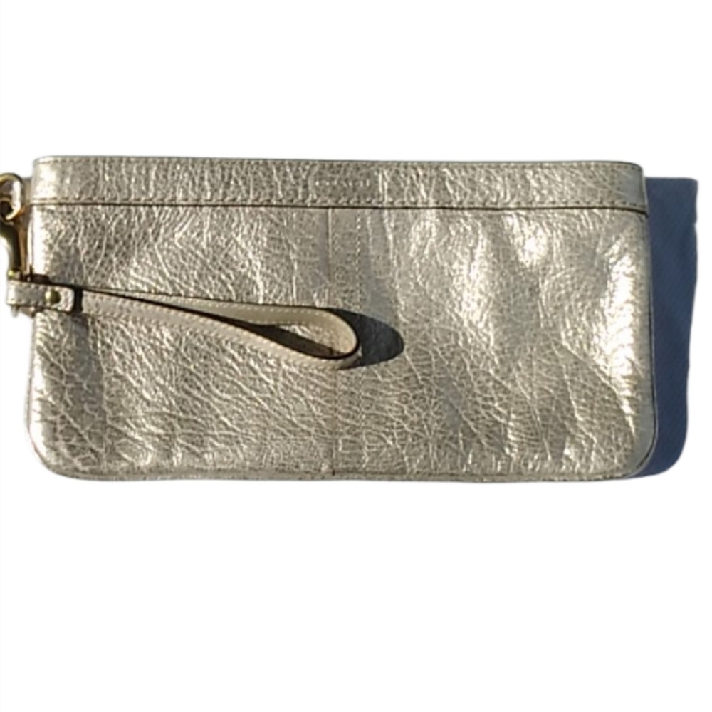 COACH Gold metallic wristlet